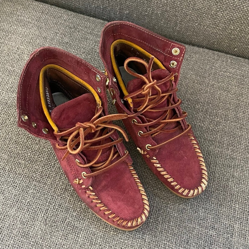 Suede Burgundy Sebago Boots Size 7 - Picture 4 of 10